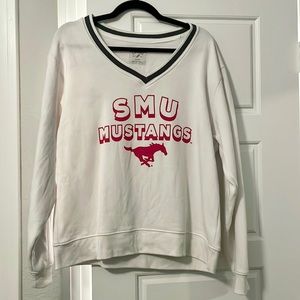 Sold out SMU Mustangs V-neck sweatshirt w/vintage style. So soft & cozy!